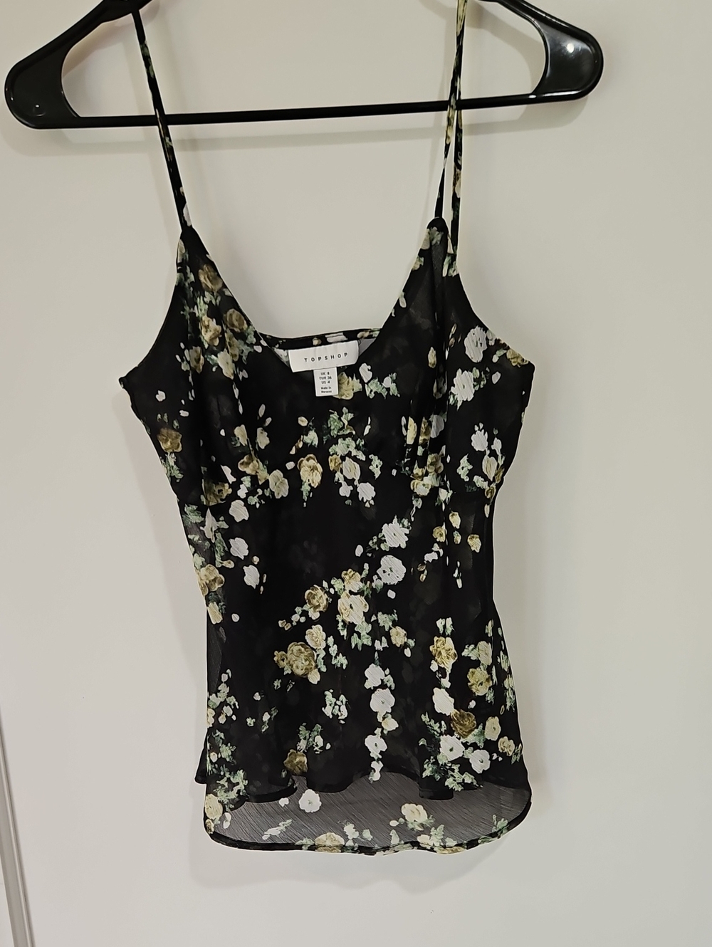 Topshop Black Floral Sheer Cami